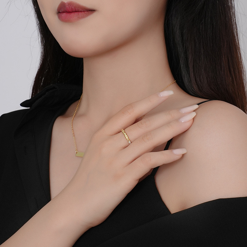 Irregular two-color pleats light luxury ring AL24112150