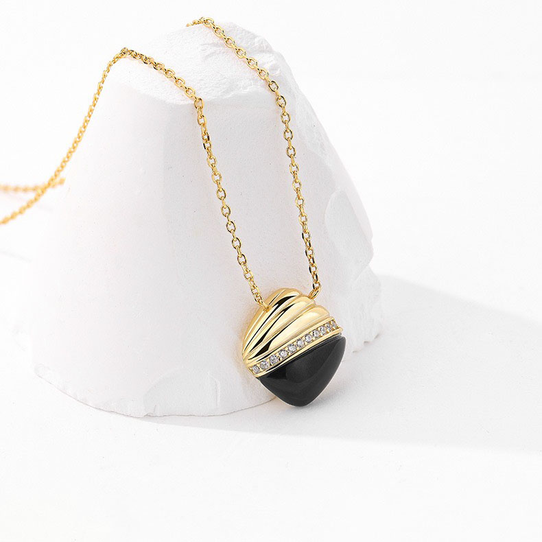 Light luxury black agate cool style necklace AL24112238
