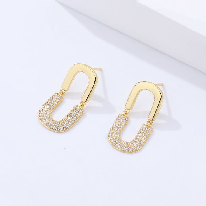 Oval full-studded zircon earrings AL24112214