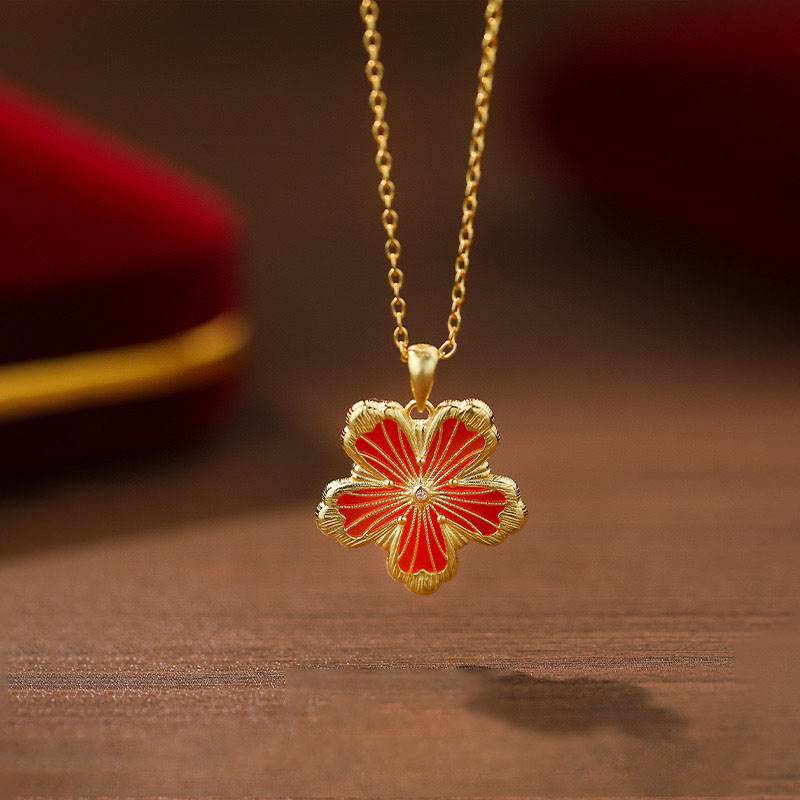 Hand-brushed flower shape pendant