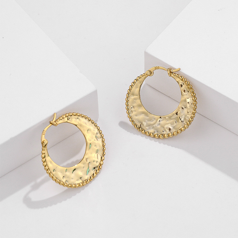 Crescent Shape Irregular Texture Earrings AL24112212