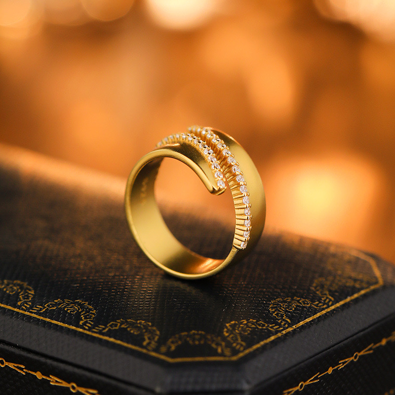 Retro style irregular opening design light luxury ring AL24112236