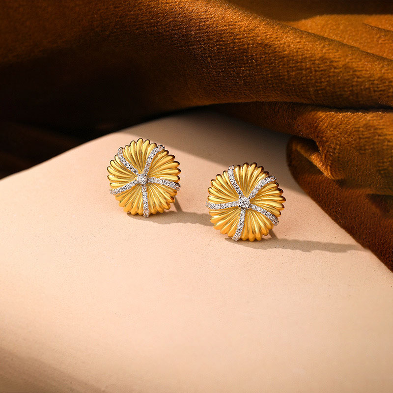 Light luxury sunflower brushed earrings AL24112246