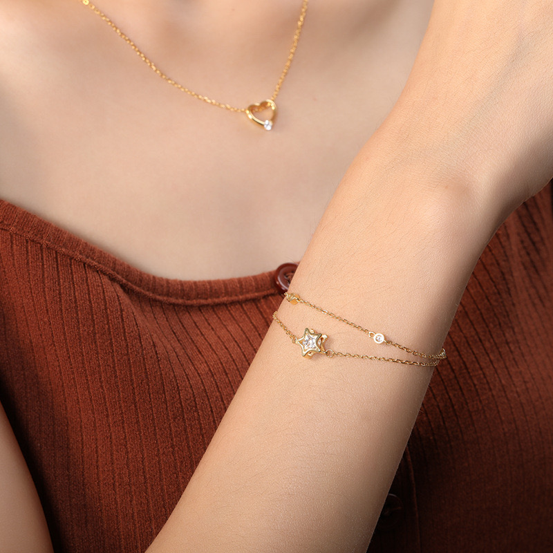 Five-pointed star design double-layer bracelet