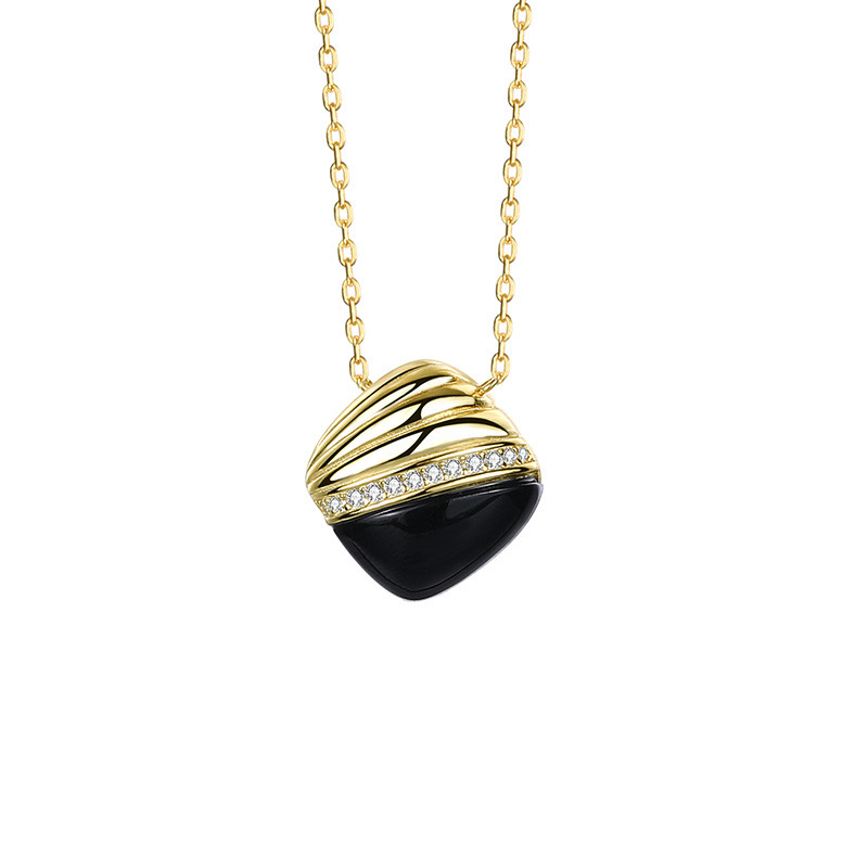 Light luxury black agate cool style necklace AL24112238