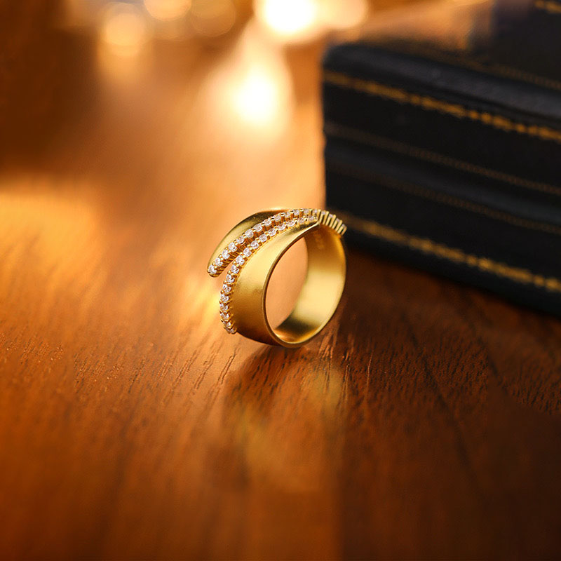 Retro style irregular opening design light luxury ring AL24112236