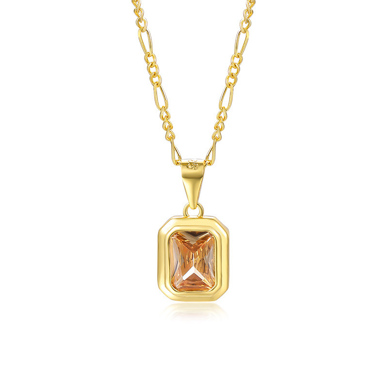 Rectangular champagne zircon niche necklace AL24112221