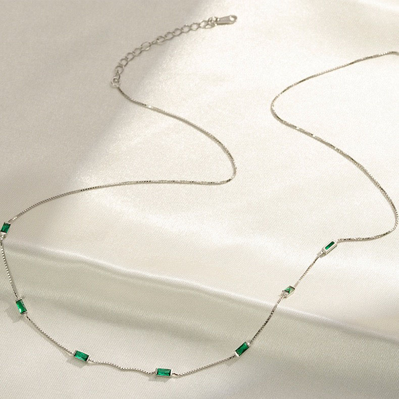 Emerald Green Small Cube Necklace AL24112271