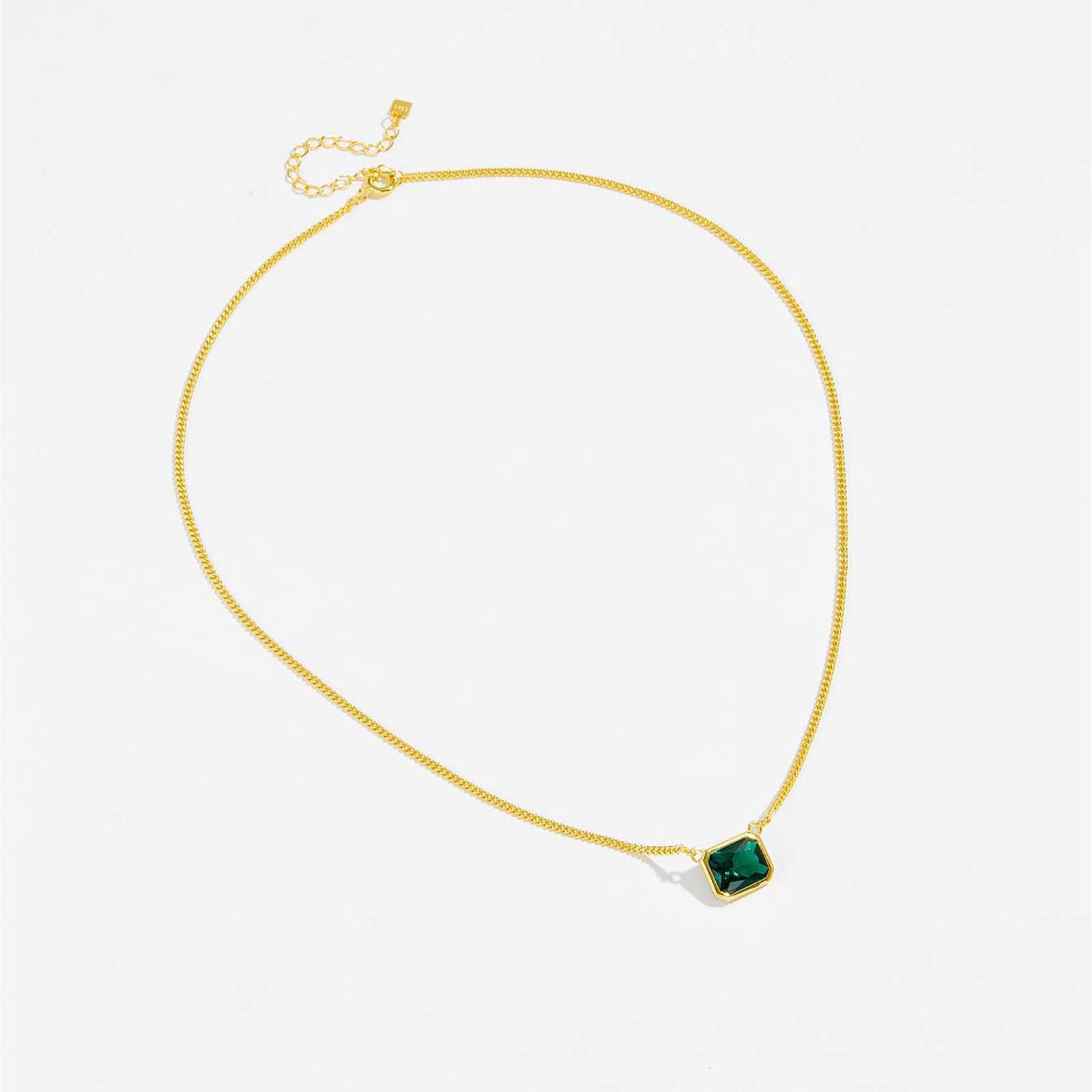 Emerald square pendant luxury necklace