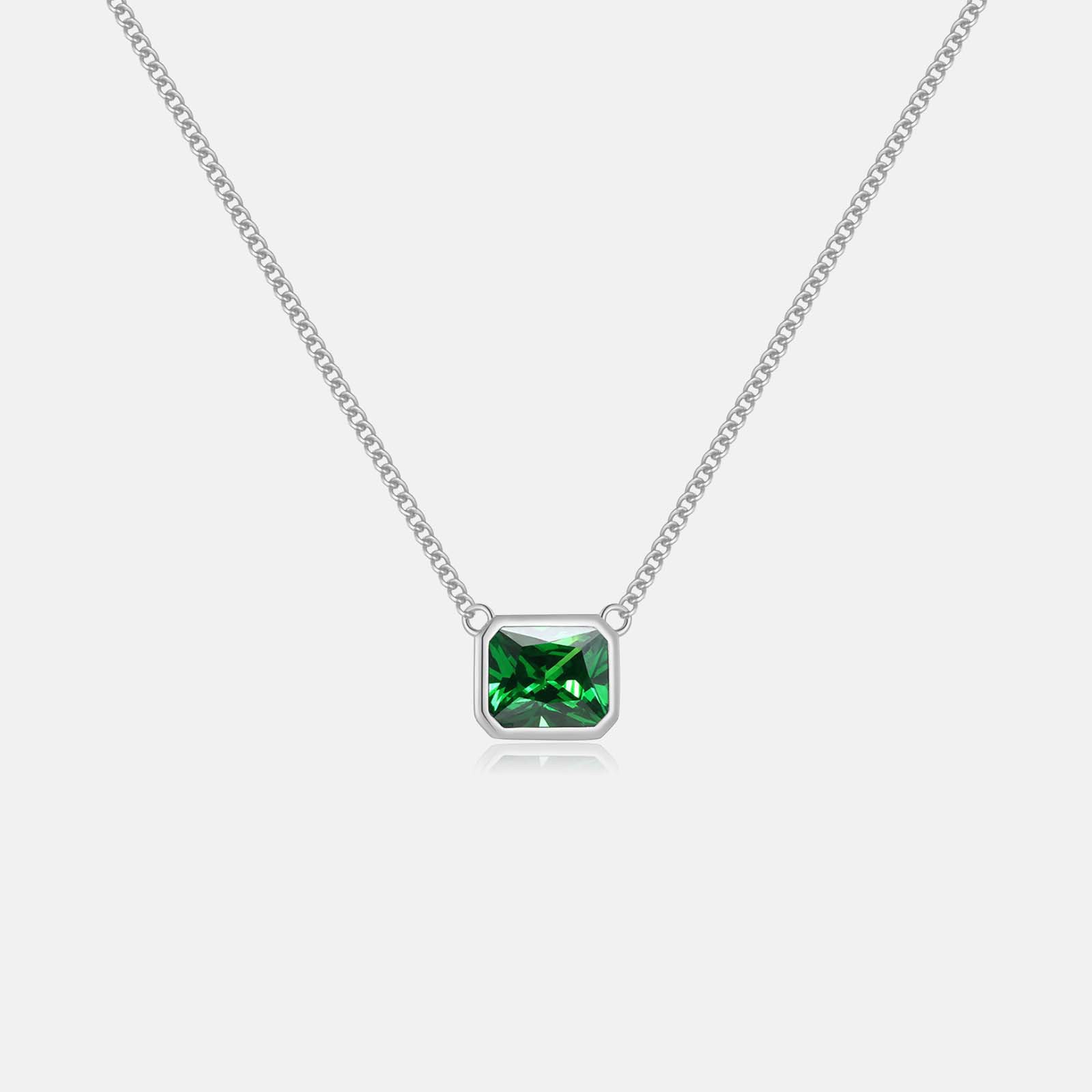 Emerald square pendant luxury necklace