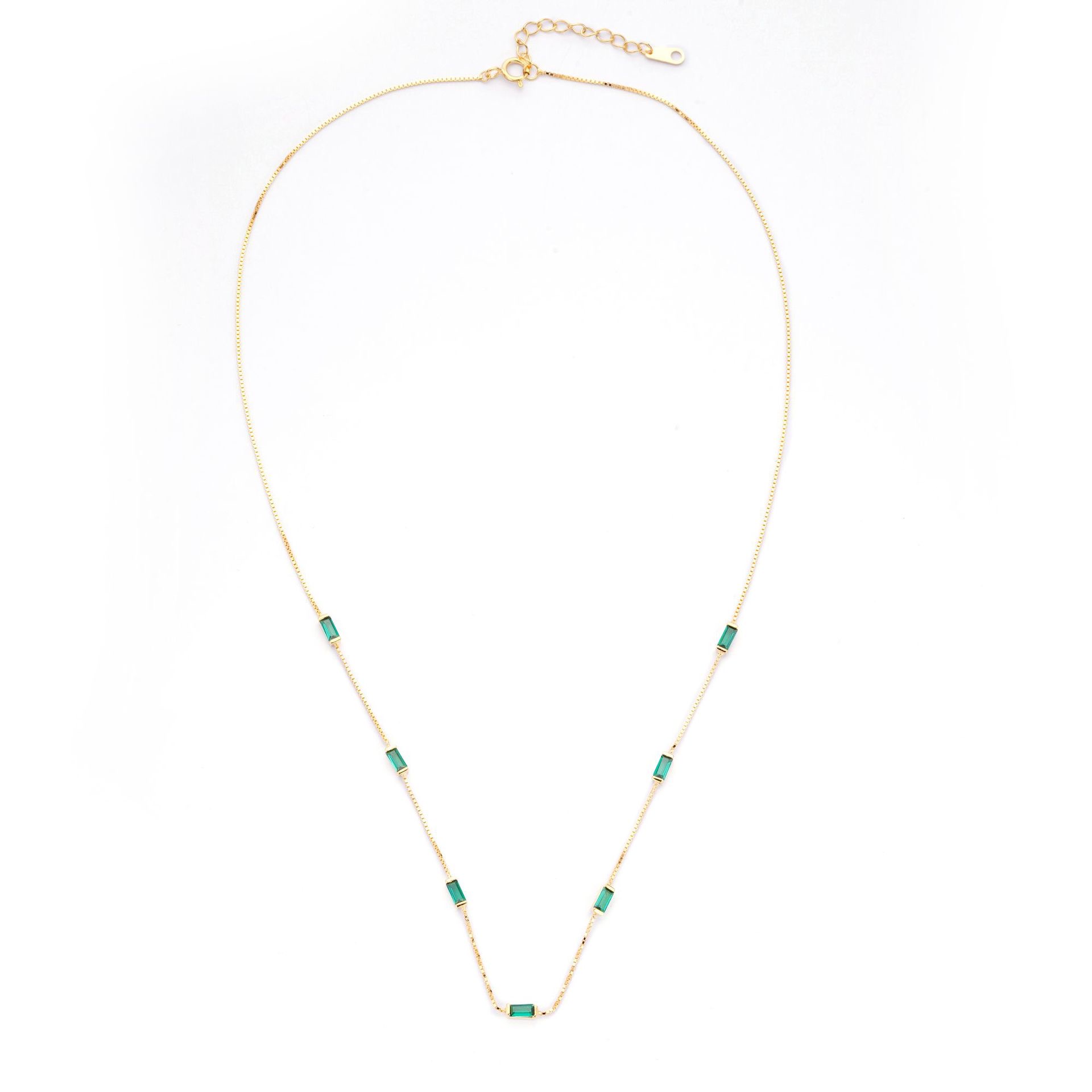 Emerald Green Small Cube Necklace AL24112271