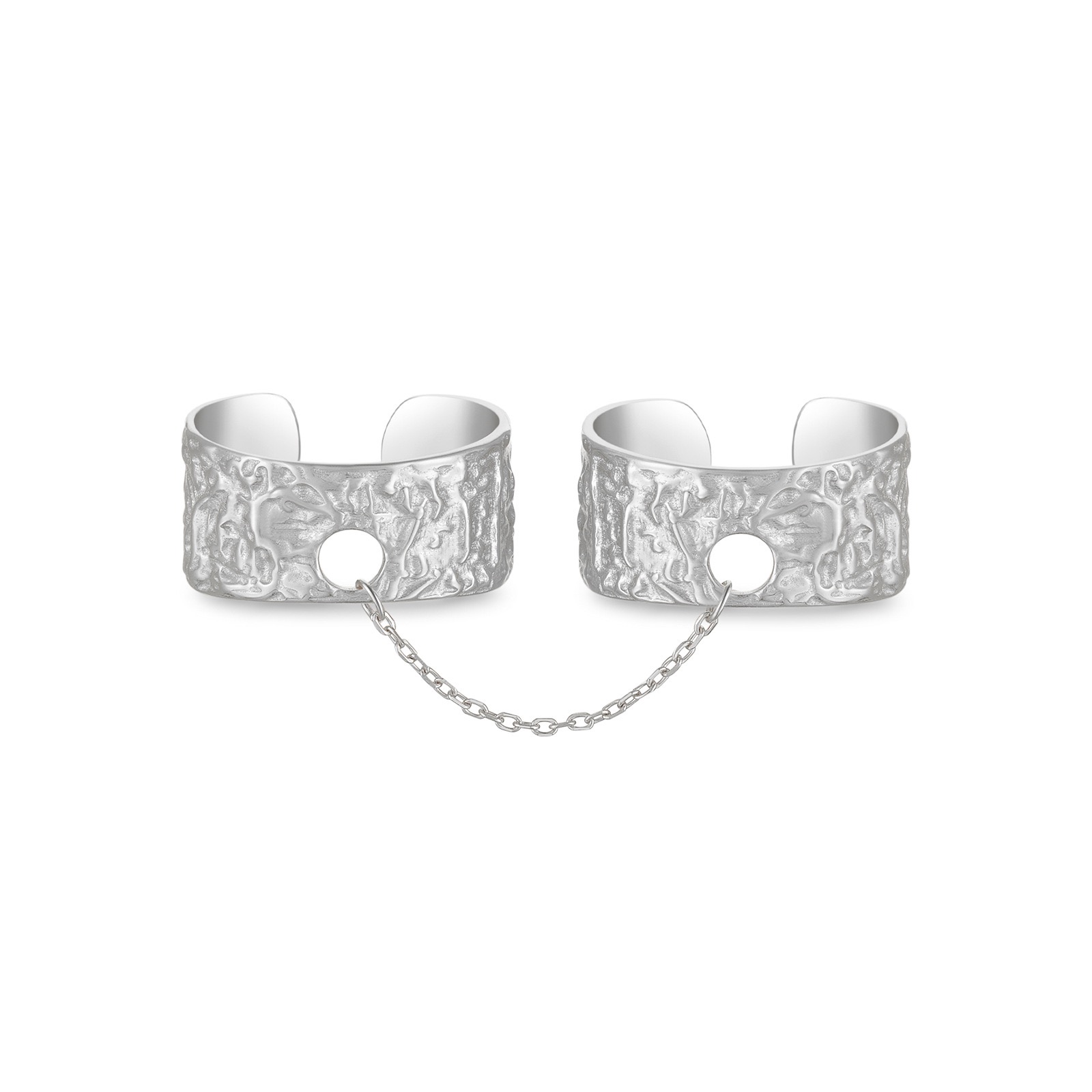 18K gold-plated personalized double ring on one hand