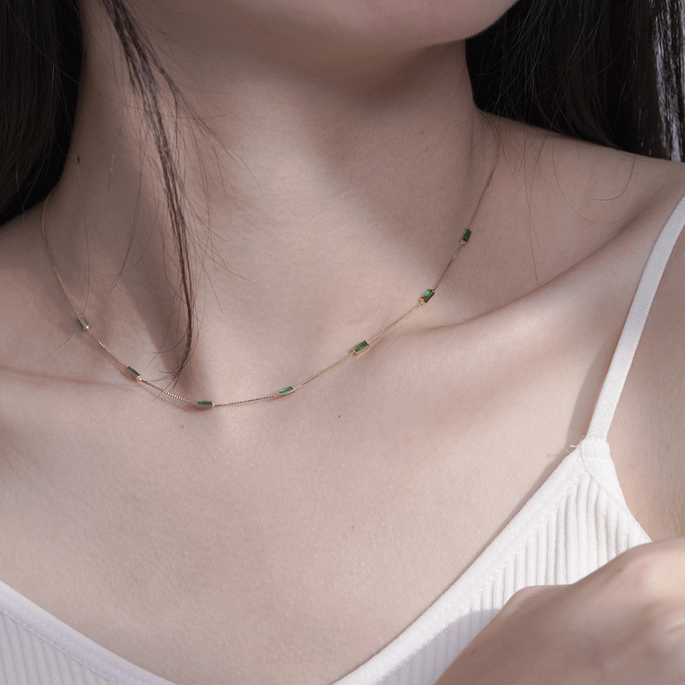 Emerald Green Small Cube Necklace AL24112271