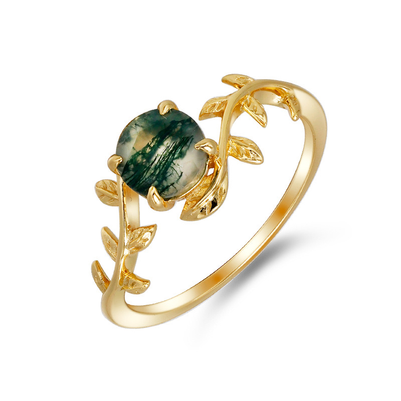 Natural Agate Green Spring Garden Ring