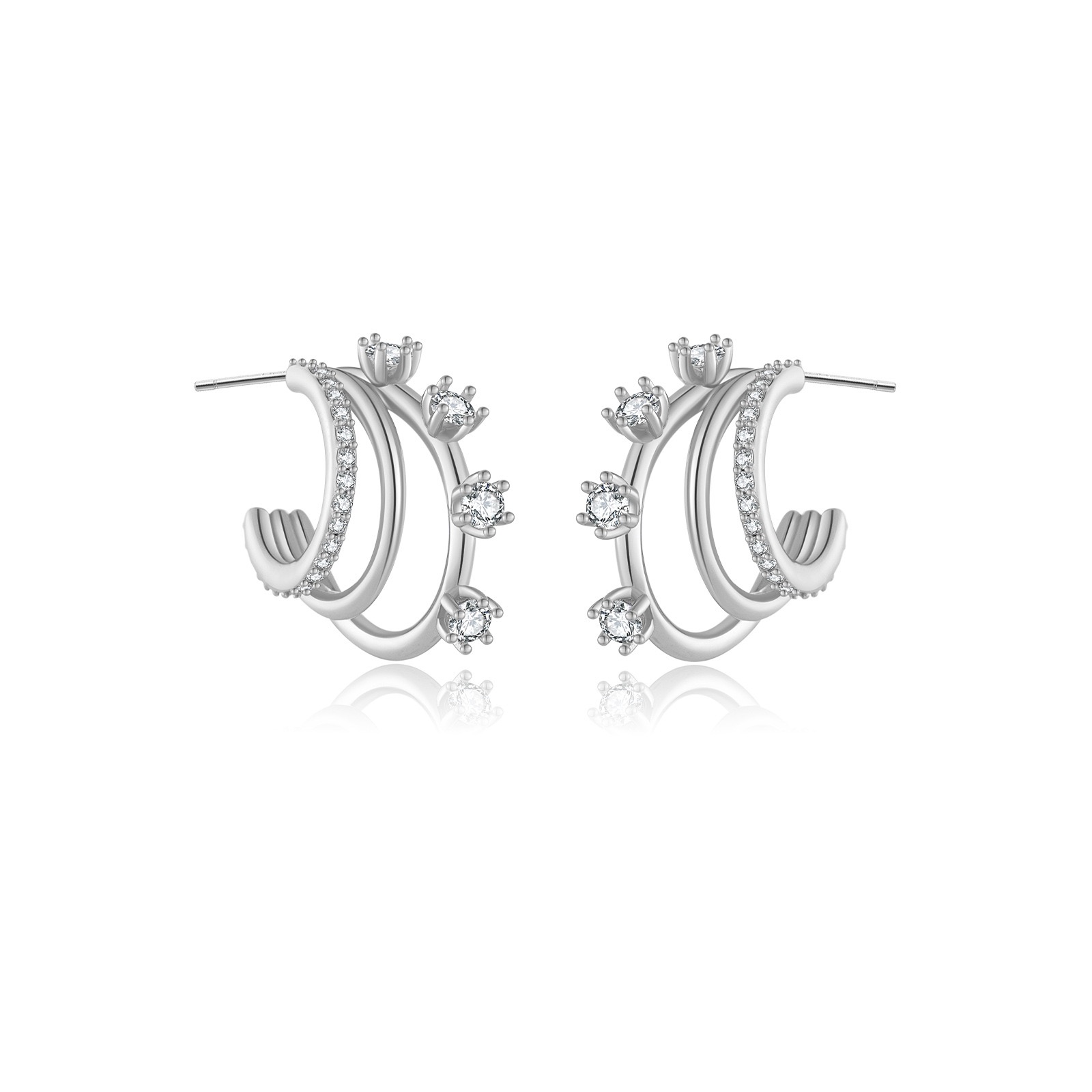 French three-ring light luxury earrings AL24112324