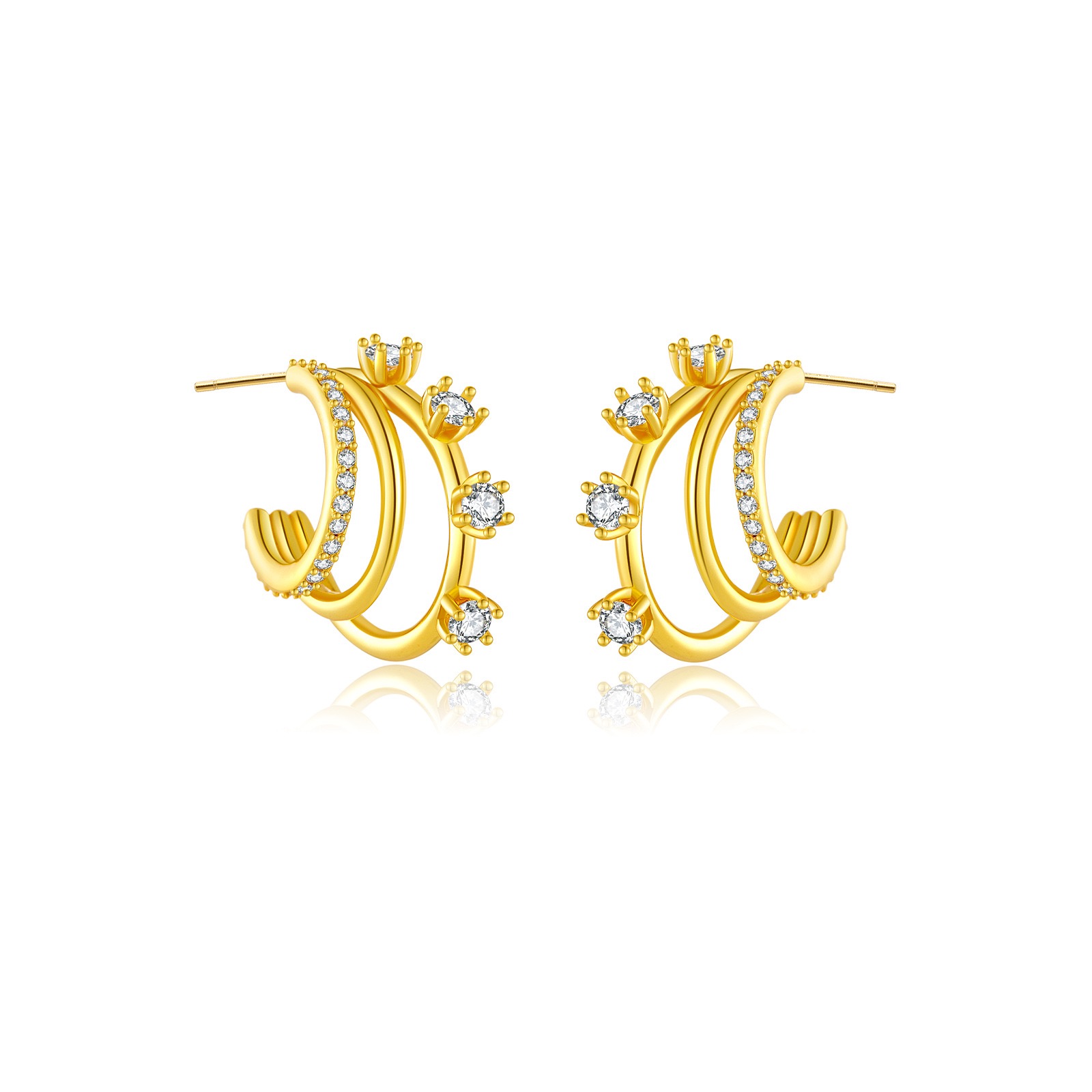 French three-ring light luxury earrings AL24112324
