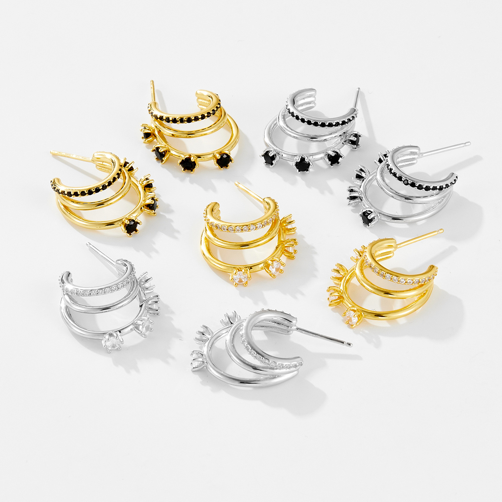 French three-ring light luxury earrings AL24112324