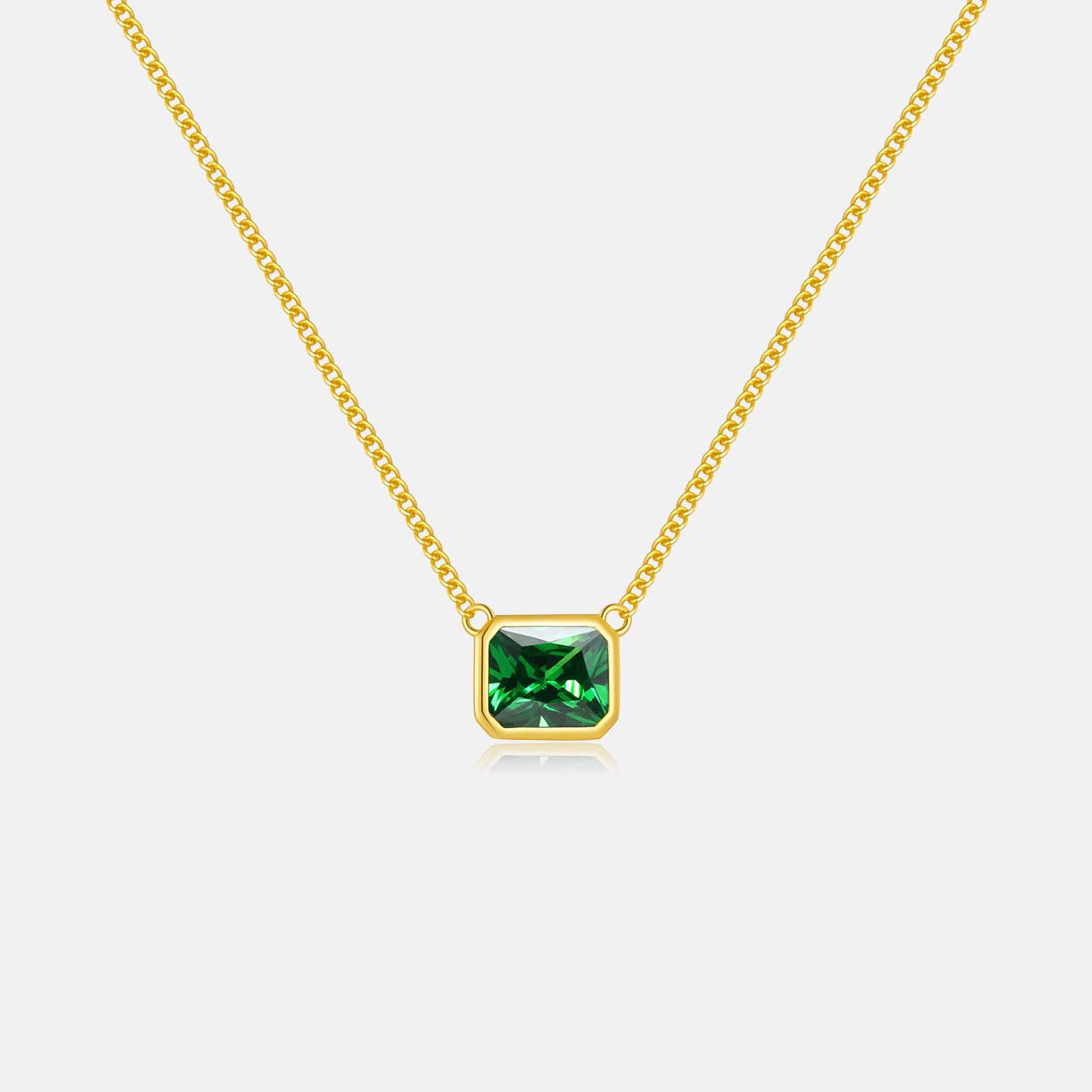 Emerald square pendant luxury necklace