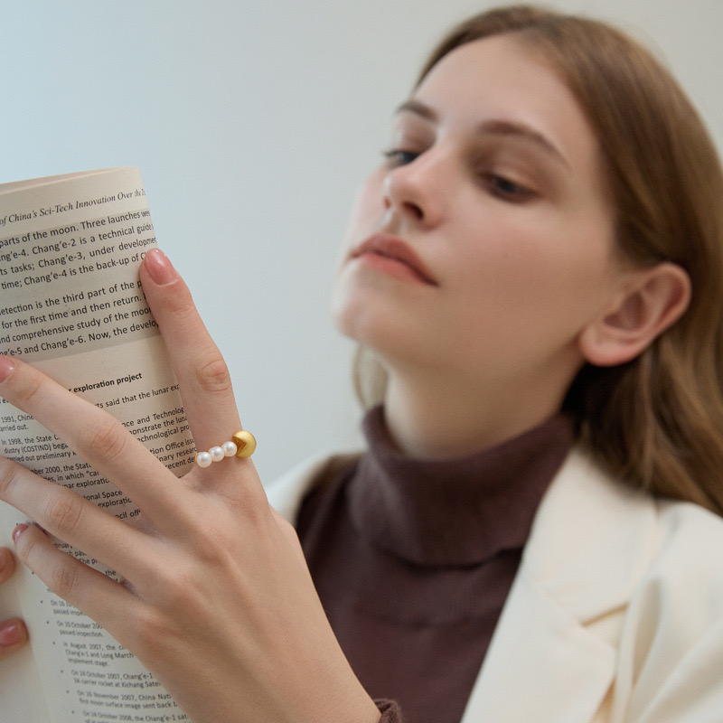 Heart-shaped fun bead matching ring