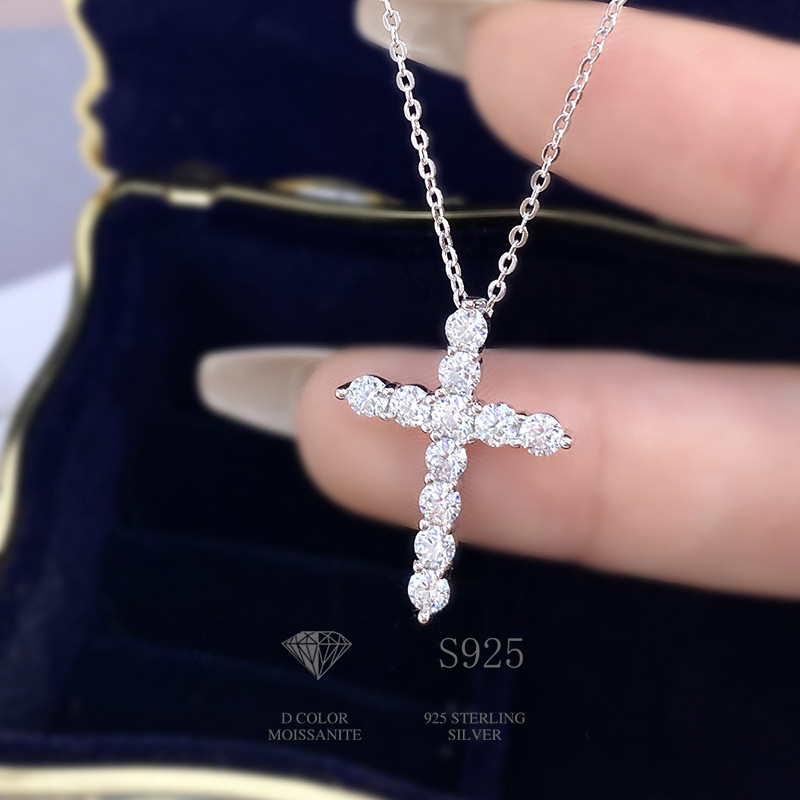 Cross Moissanite pendant necklace  S925  silver . AL24112396