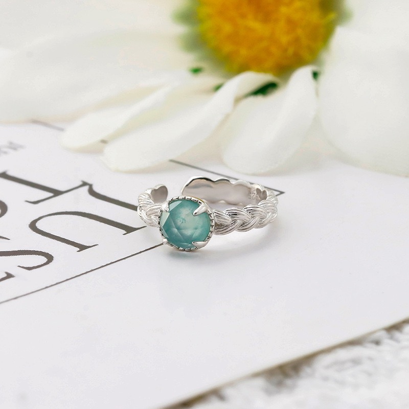 French retro style amazonite with white crystal ear cuff (single) AL24112475