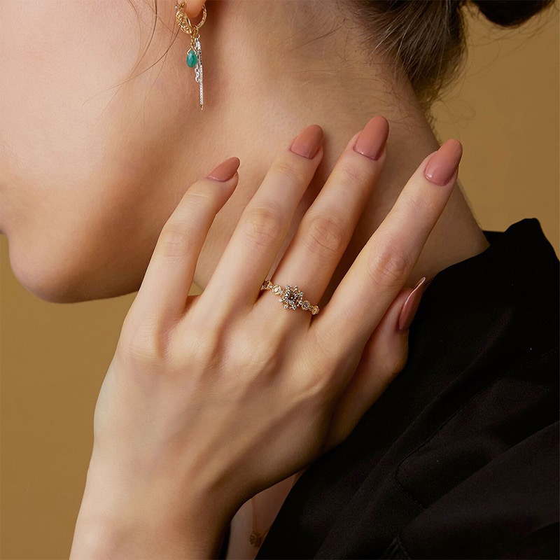 14K gold plated colored zircon ring