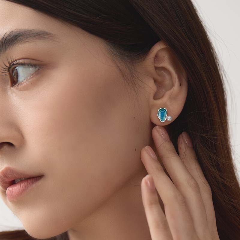 Creatively designed “Deep sea or lake” earrings