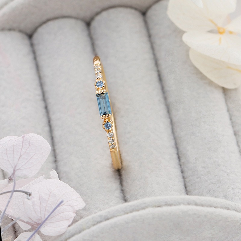 14K gold plated natural blue lapis lazuli ring