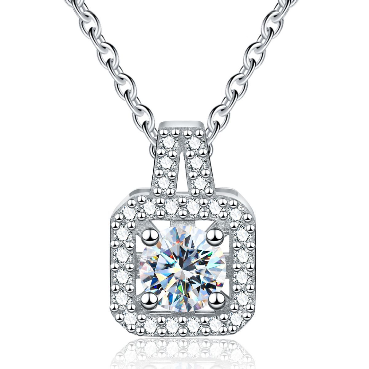 Half a carat square moissanite pendant necklace  S925  silver . AL24112397