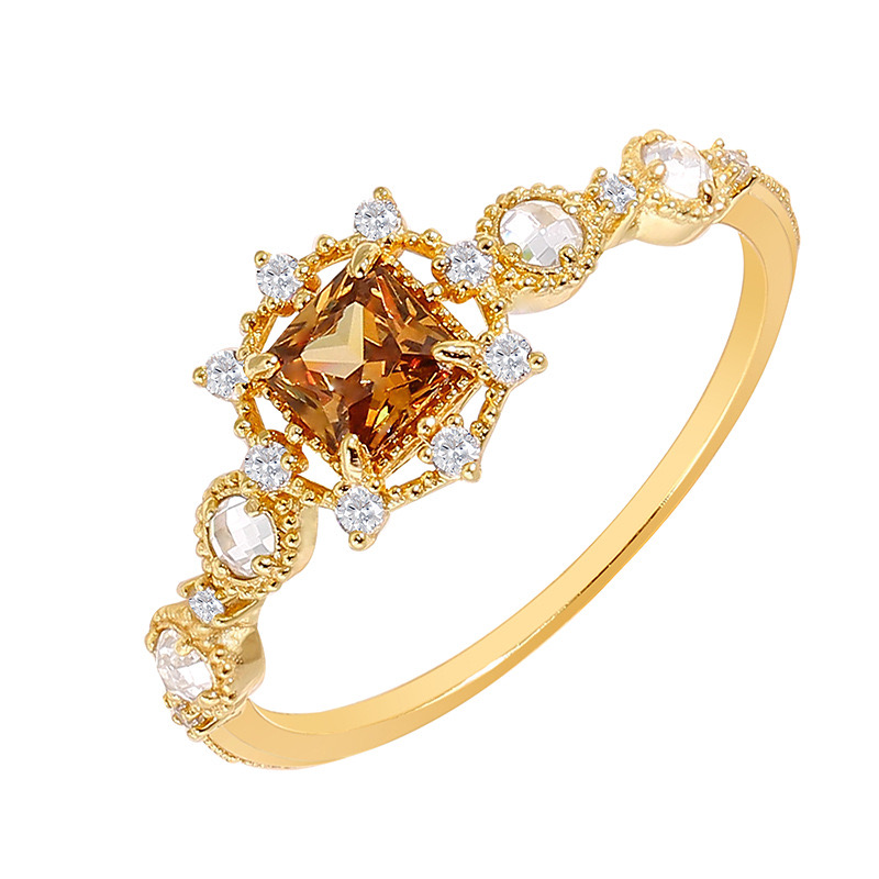 14K gold plated colored zircon ring