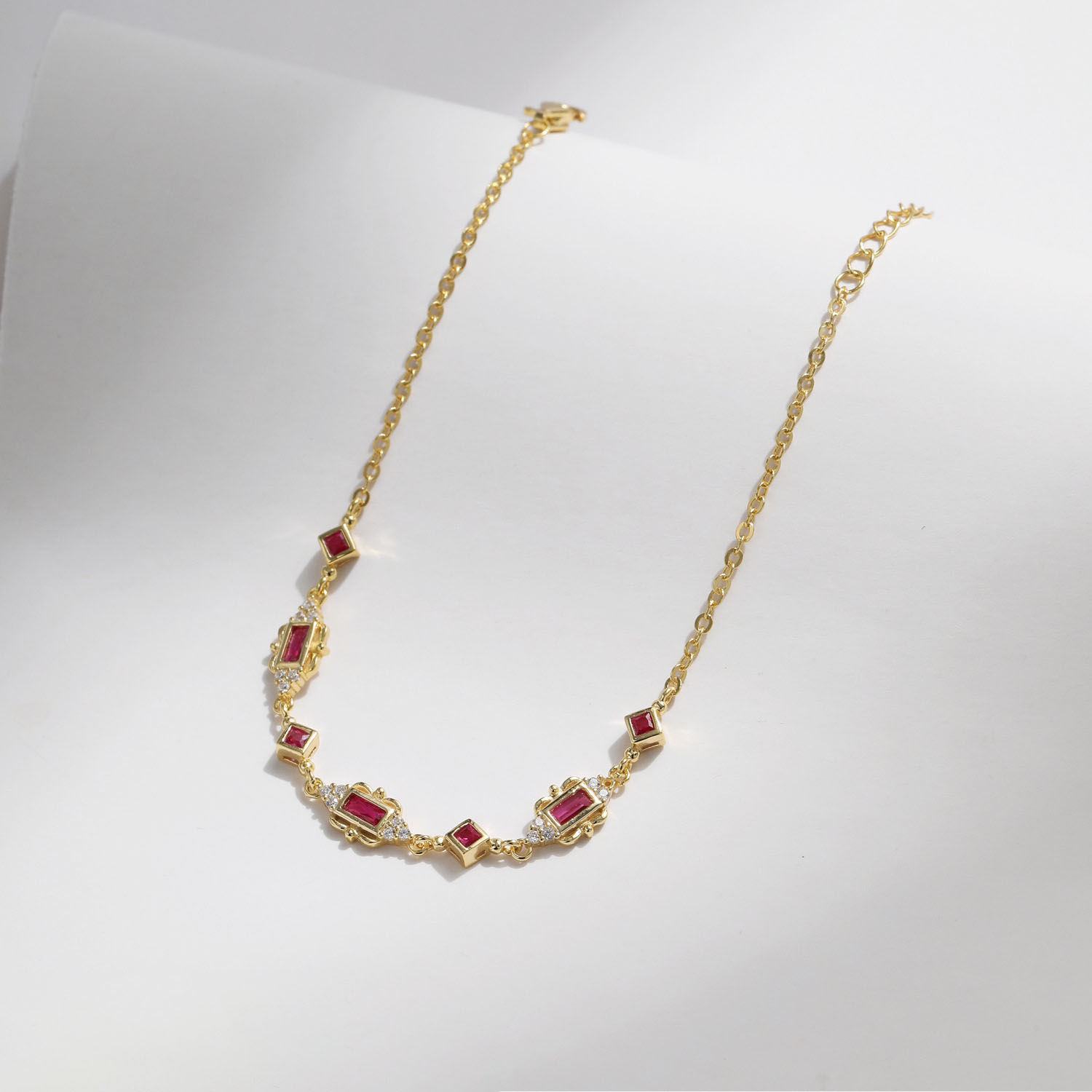 18K gold-plated pigeon blood red zircon bracelet