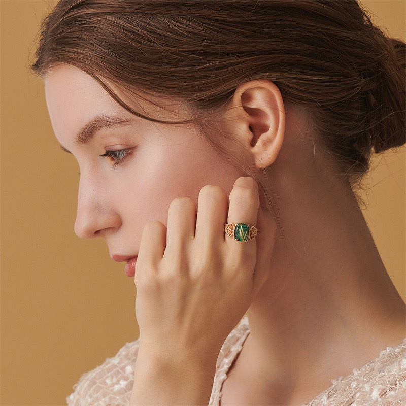 Vintage style malachite ring AL24112456