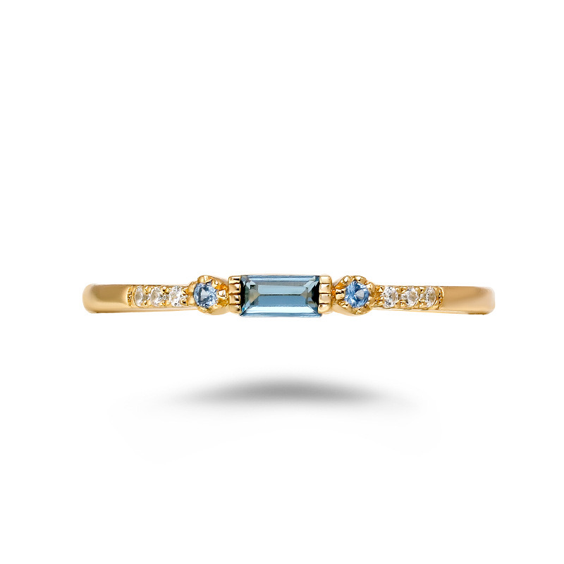 14K gold plated natural blue lapis lazuli ring