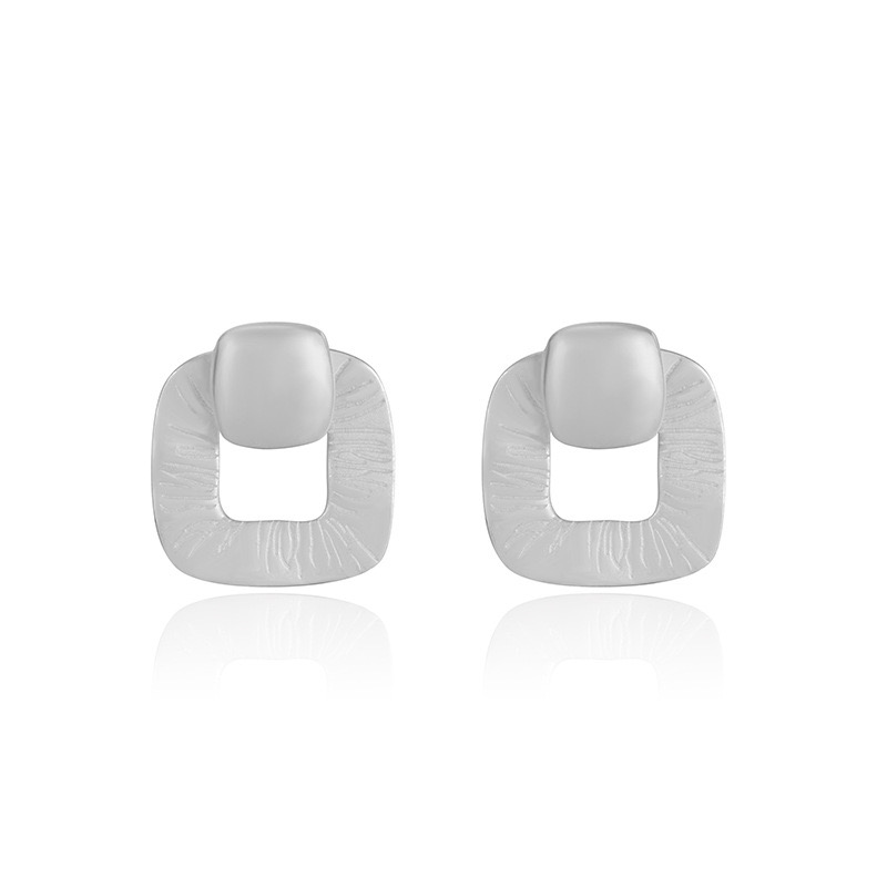 Geometric hollow temperament back hanging earrings