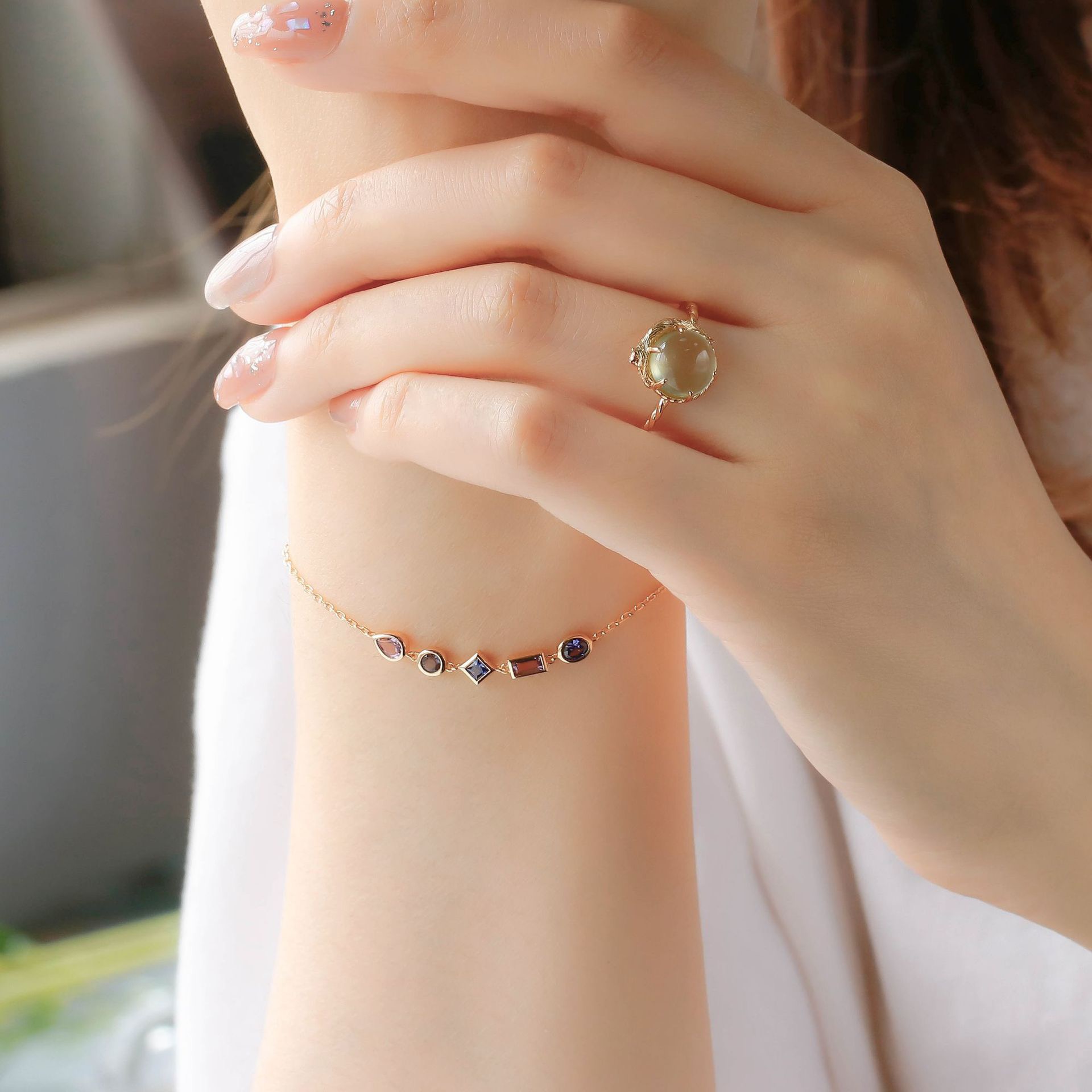 European light luxury 3-stone matching bracelet