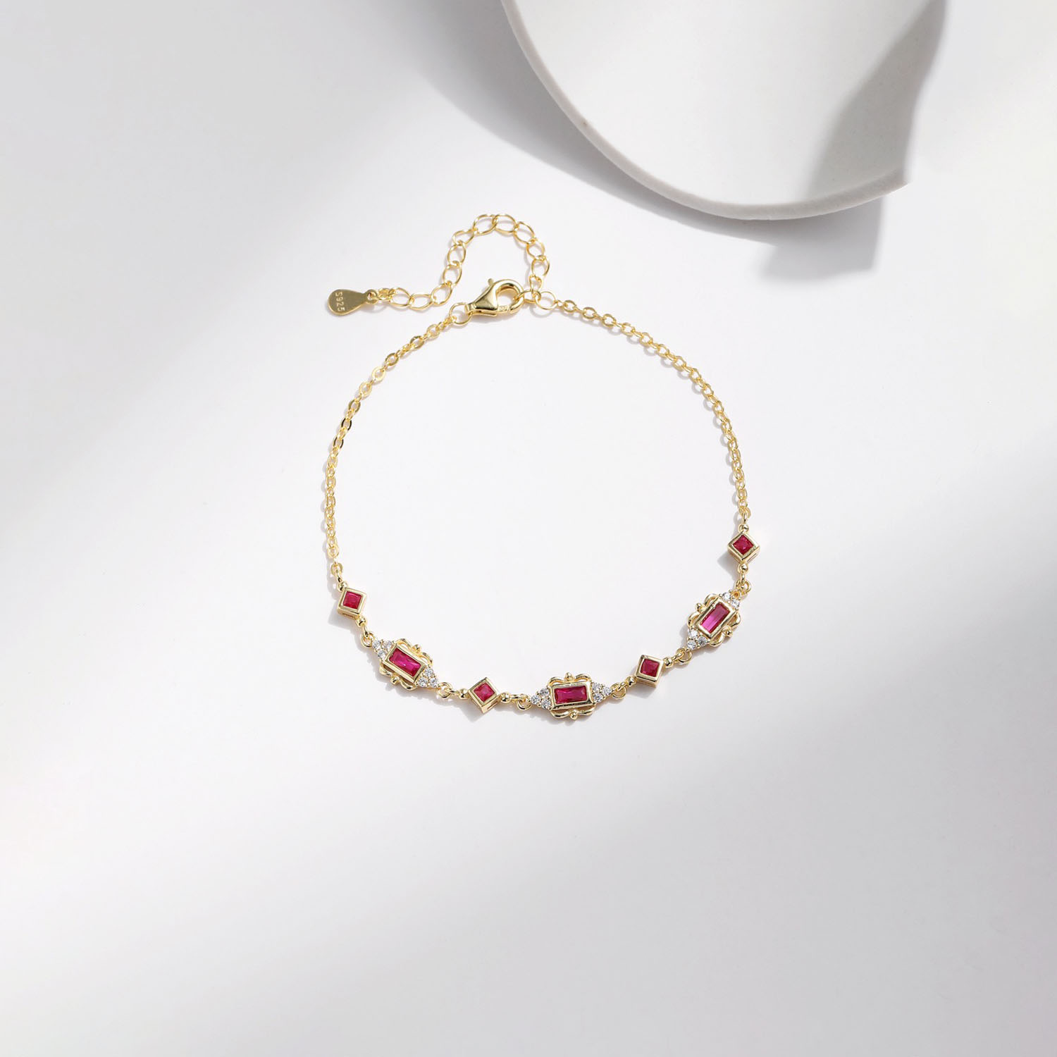 18K gold-plated pigeon blood red zircon bracelet