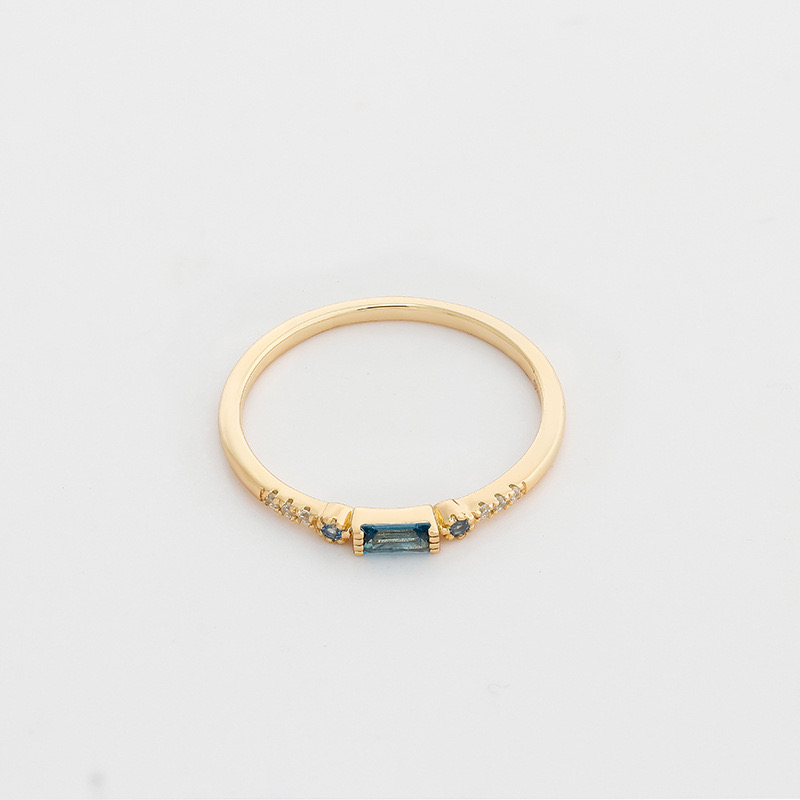 14K gold plated natural blue lapis lazuli ring