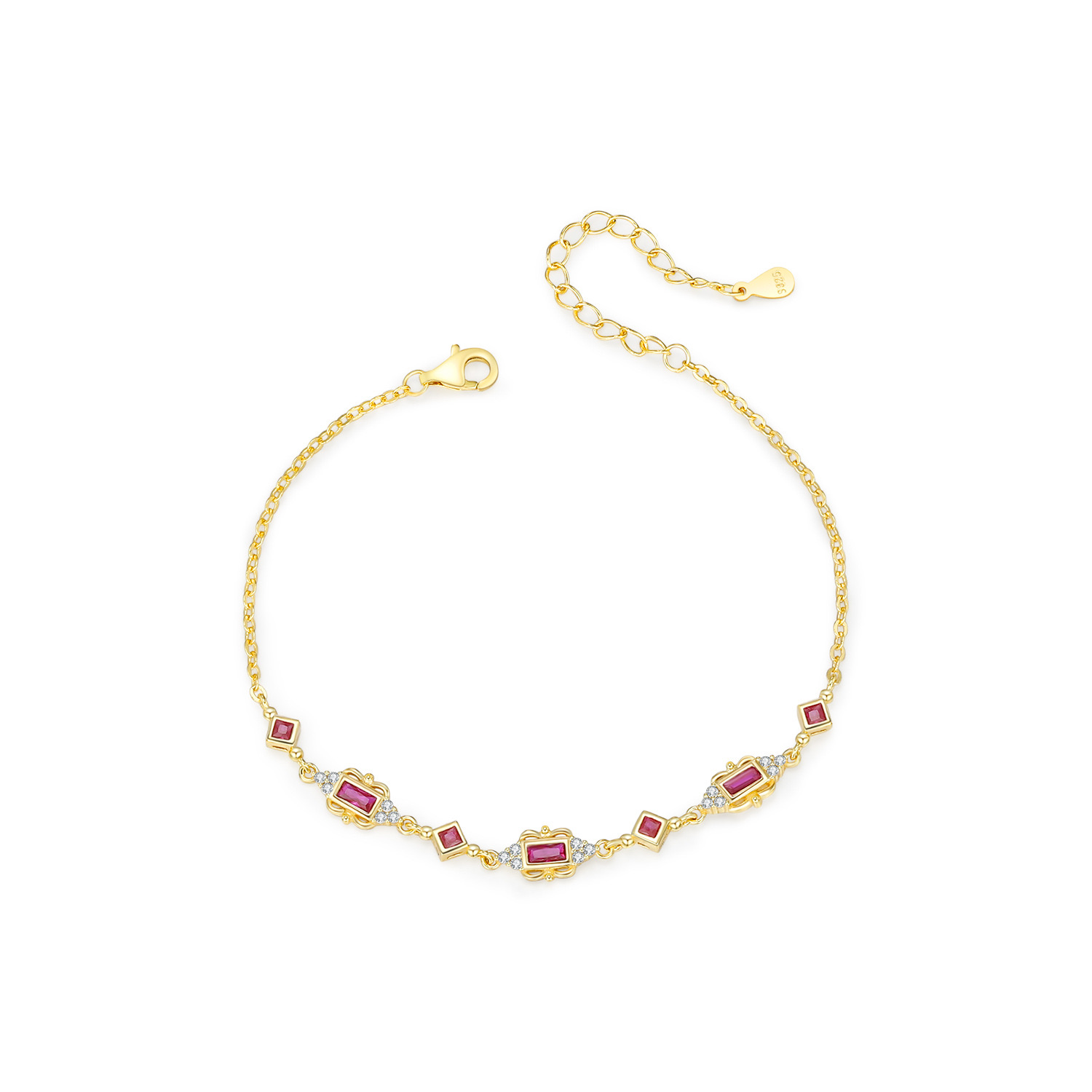 18K gold-plated pigeon blood red zircon bracelet