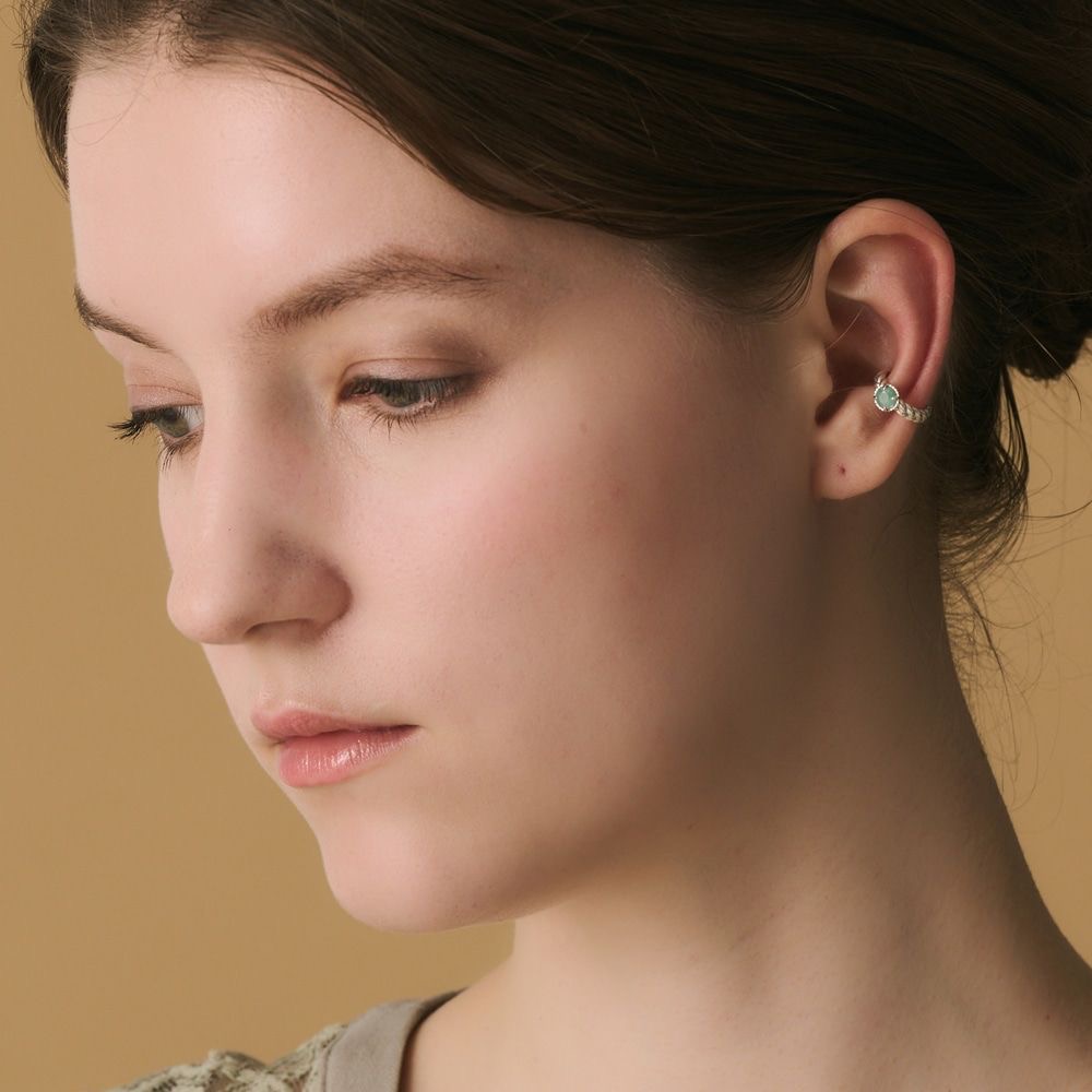 French retro style amazonite with white crystal ear cuff (single) AL24112475