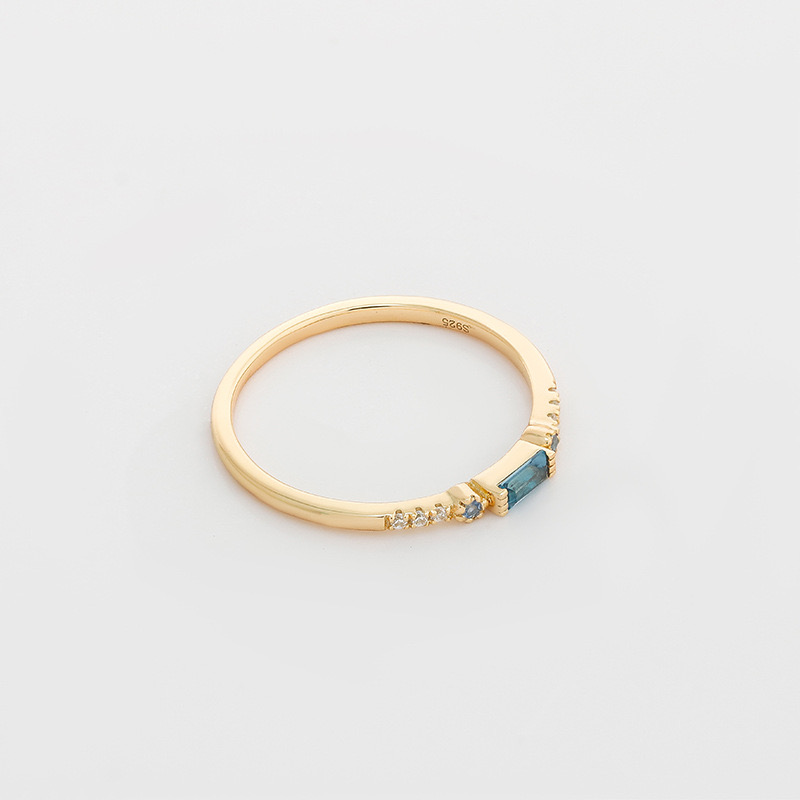 14K gold plated natural blue lapis lazuli ring