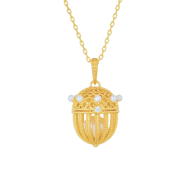18K gold-plated acorn necklace (openable)