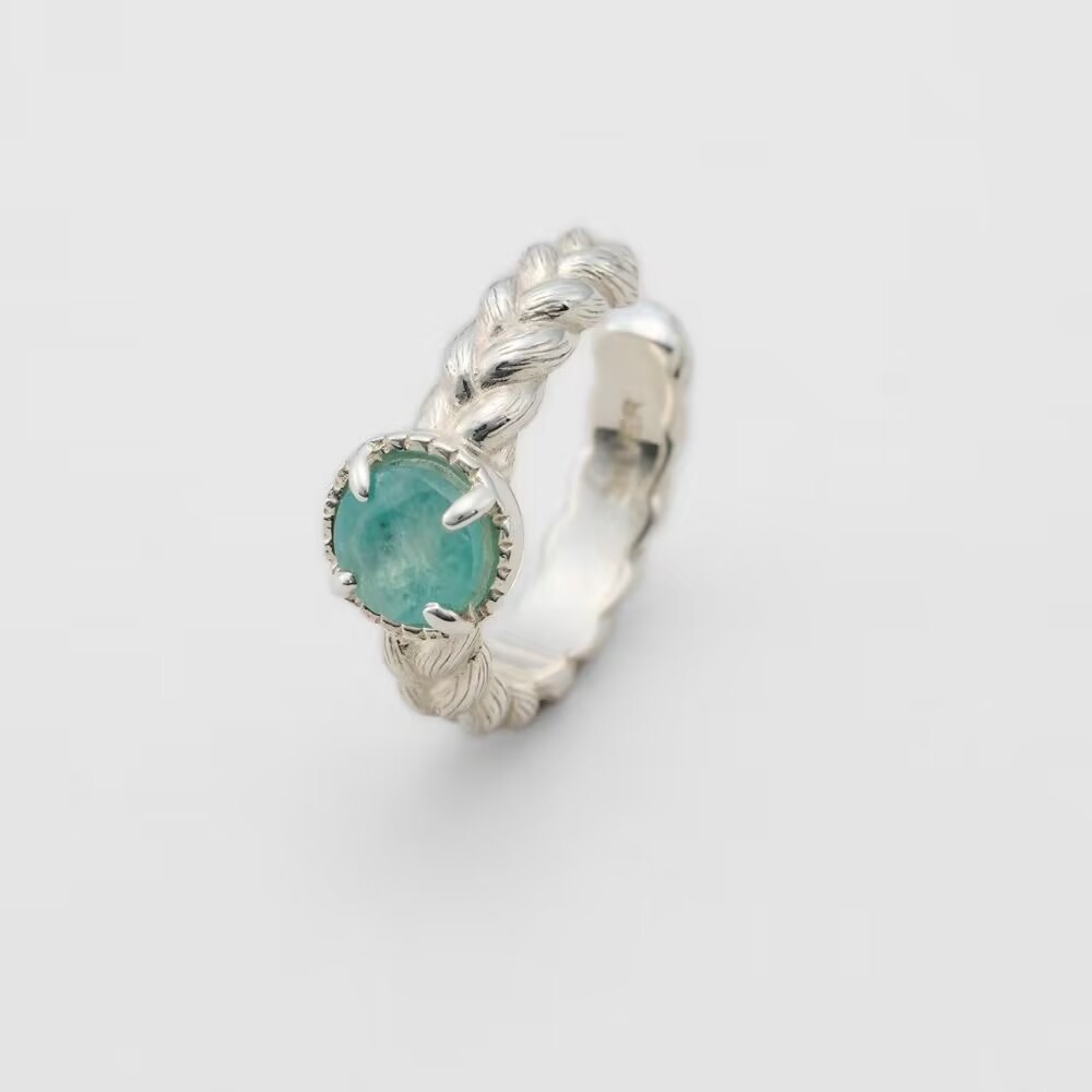 French retro style amazonite with white crystal ear cuff (single) AL24112475