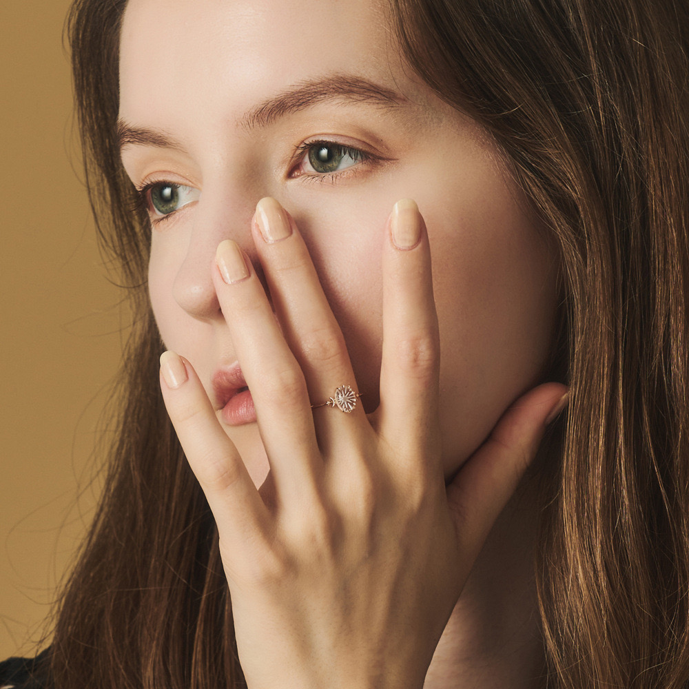 Japanese light luxury white crystal ring AL24112486