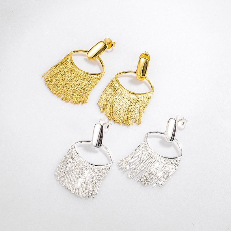 Silver (18K plated) tassel earrings