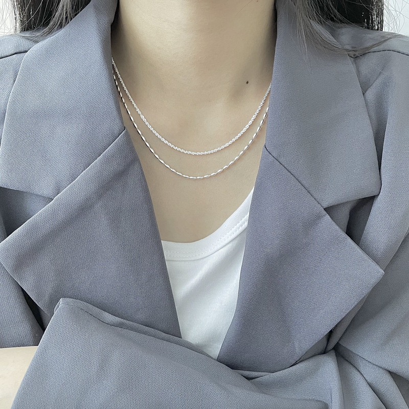 Light luxury double layer small particle necklace AL24112418