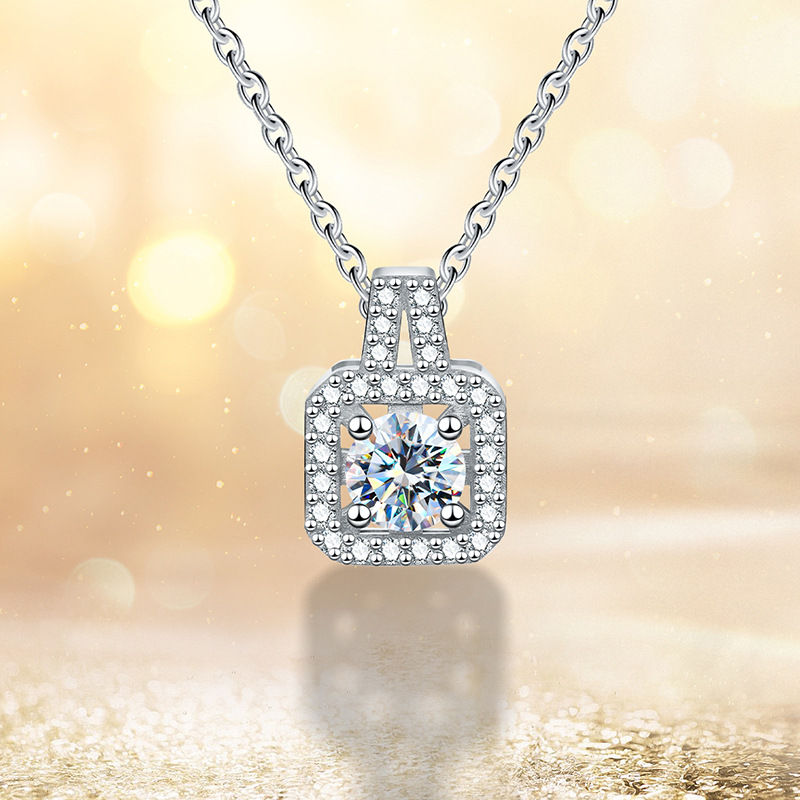 Half a carat square moissanite pendant necklace  S925  silver . AL24112397