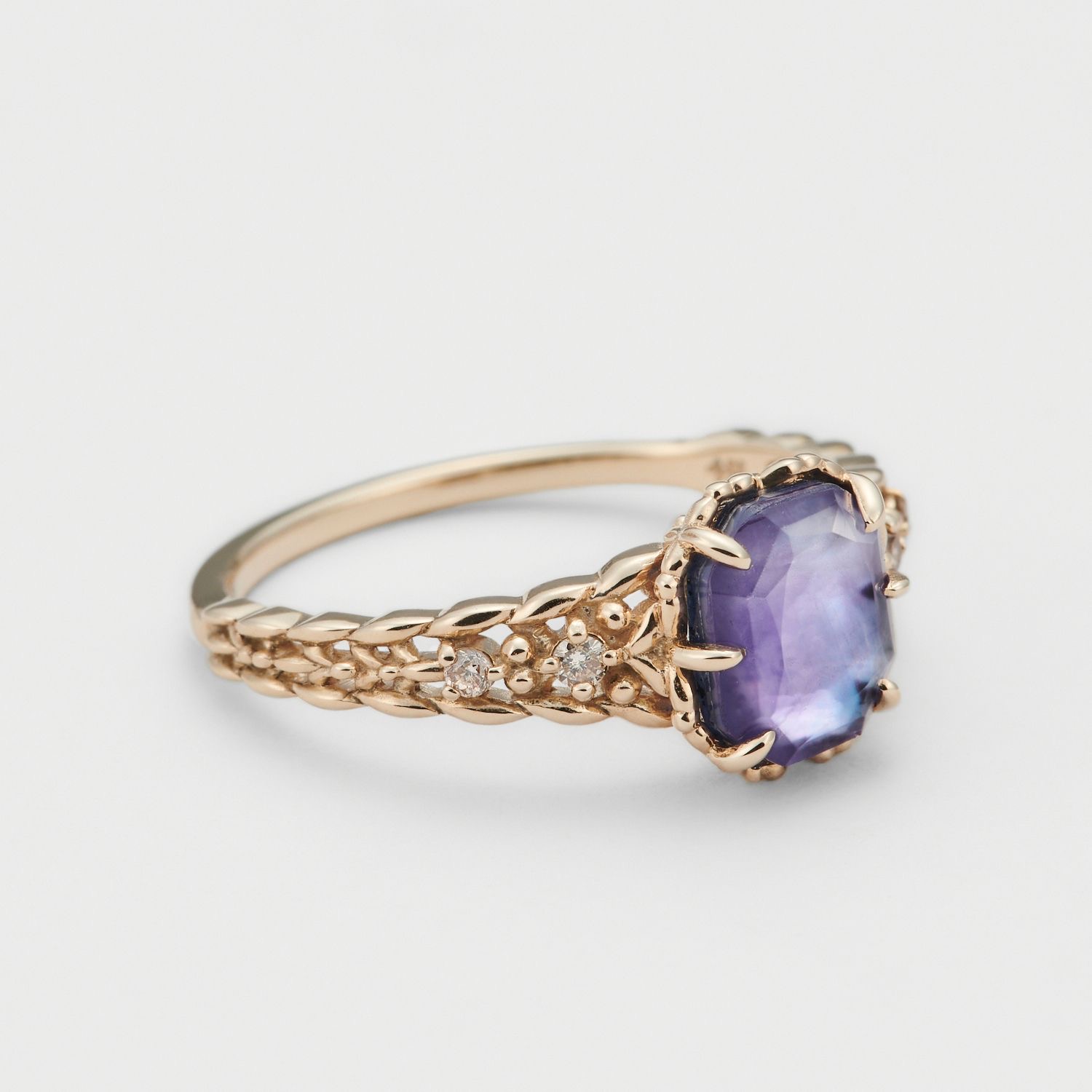 European Style Three-layer Amethyst Ring