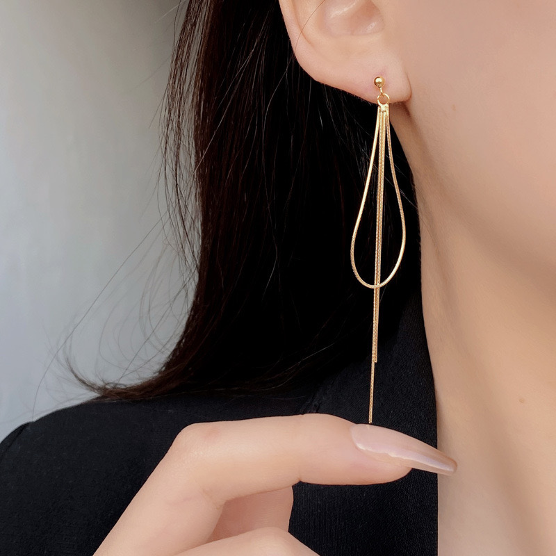 Light luxury snake bone tassel ear wire