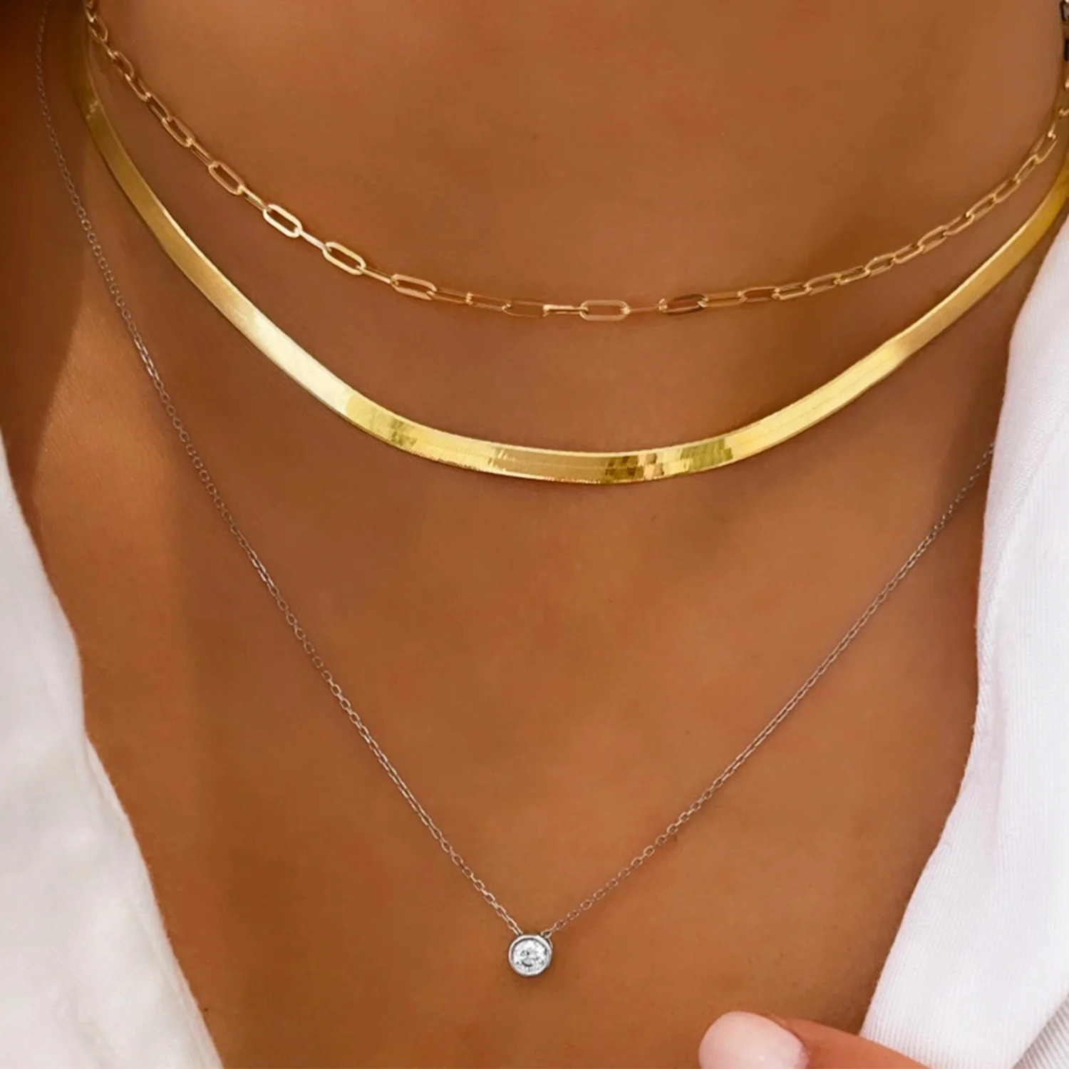 18K gold plated Braided Herringbone Necklace