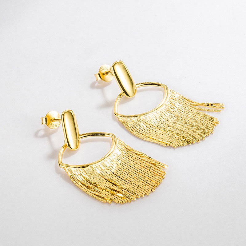 Silver (18K plated) tassel earrings